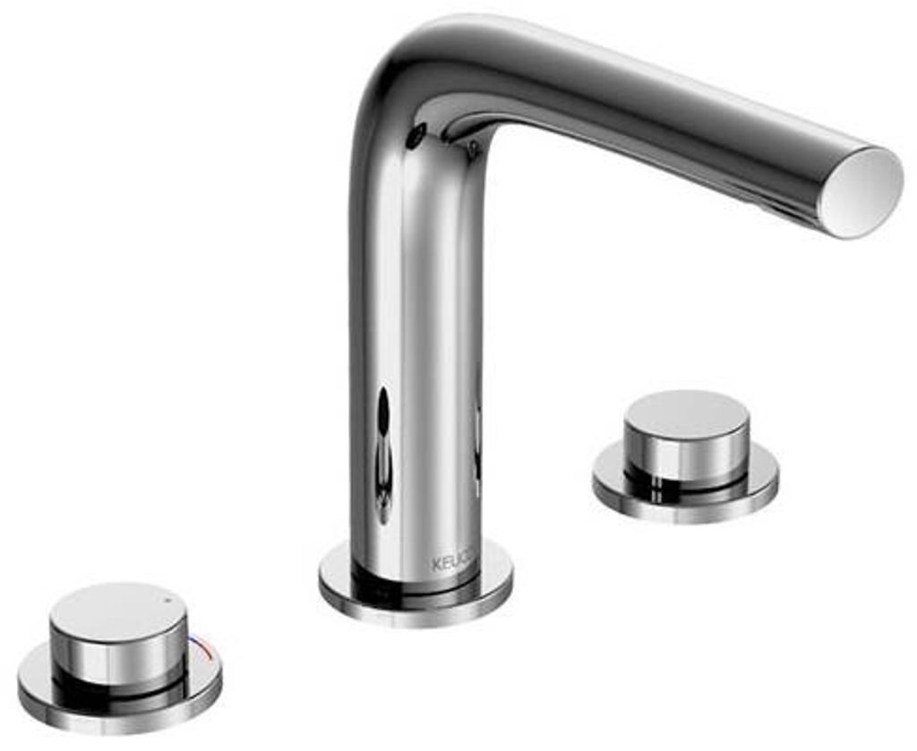 Keuco Dreiloch-Waschtischarmatur 150 EDITION 400 mit Zugstangen-Ablaufgarnitur 1 1/4" Schwarzchrom gebürstet 51515130000