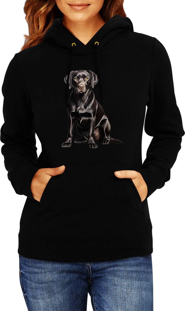 Damen Kapuzenpullover Dogs Breeds Labrador Retriever Dog Breed 006, Lady XL / Schwarz