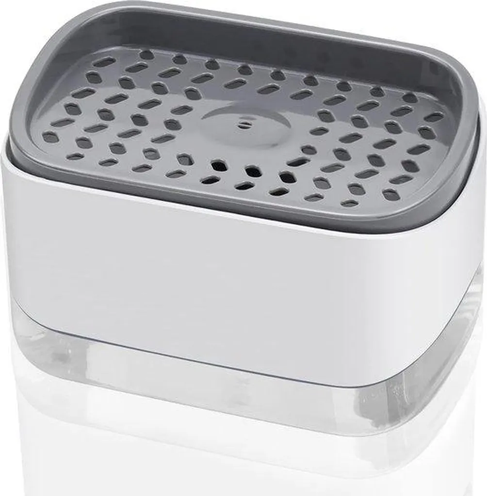 Distributeur de savon 2 en 1 cuisine gris rechargeable 385ml moderne