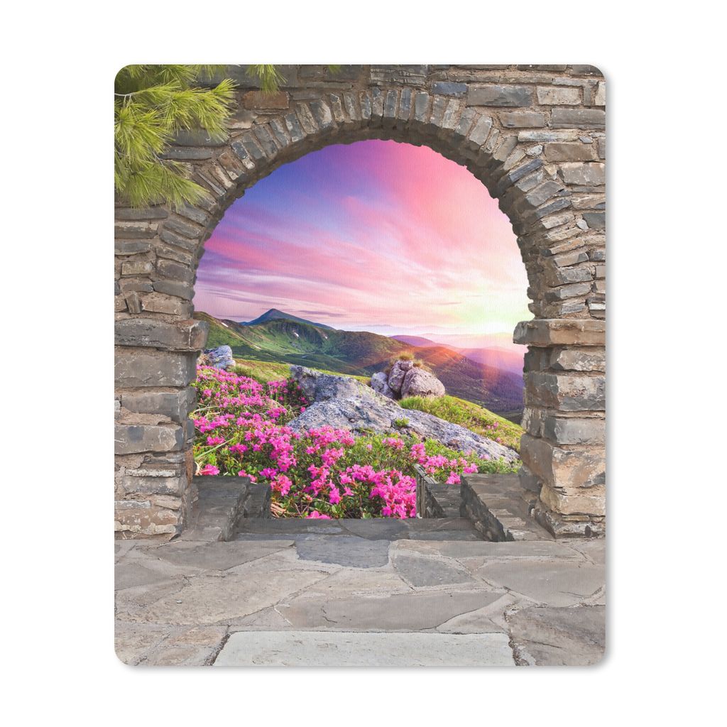MuchoWow Mauspad Mousepad Landschaft - Aussicht - Blumen - Berg 30x40 cm - Mousepads - Maus Mat - Pad - Mausunterlage - Mausmatten