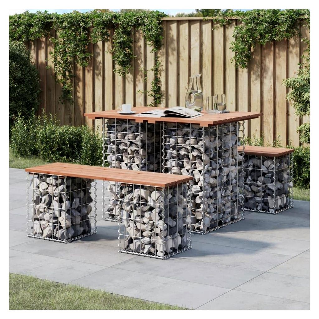Gartenbank im Gabion-Design aus Douglasienholz 100x70x72cm