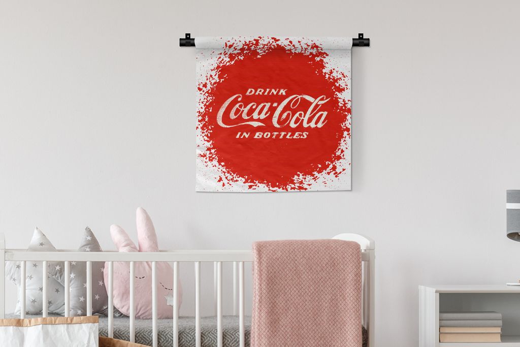MuchoWow Wandteppich - Coca cola - Jahrgang - Rot Wandkleed katoen - 60x60 cm - Dekorationen - Wand Decke