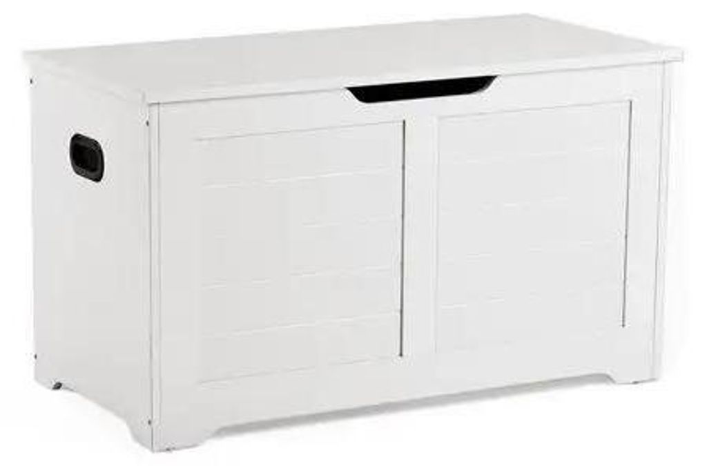 Sitzbank mit Stauraum - Spielzeugtruhe - 80x40x46 cm - Spanplatte - Weiß