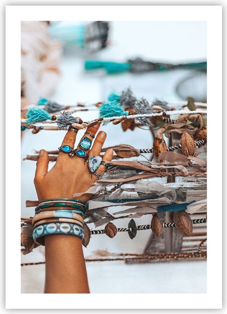 Poster - Poster ohne Rahmen - Hand Schmuck ethnisch - 50x70 cm - Wand Bild - Wanddeko - Wandbilder - Kunstposter - Wandposter - Bilder - Kunstdruck...
