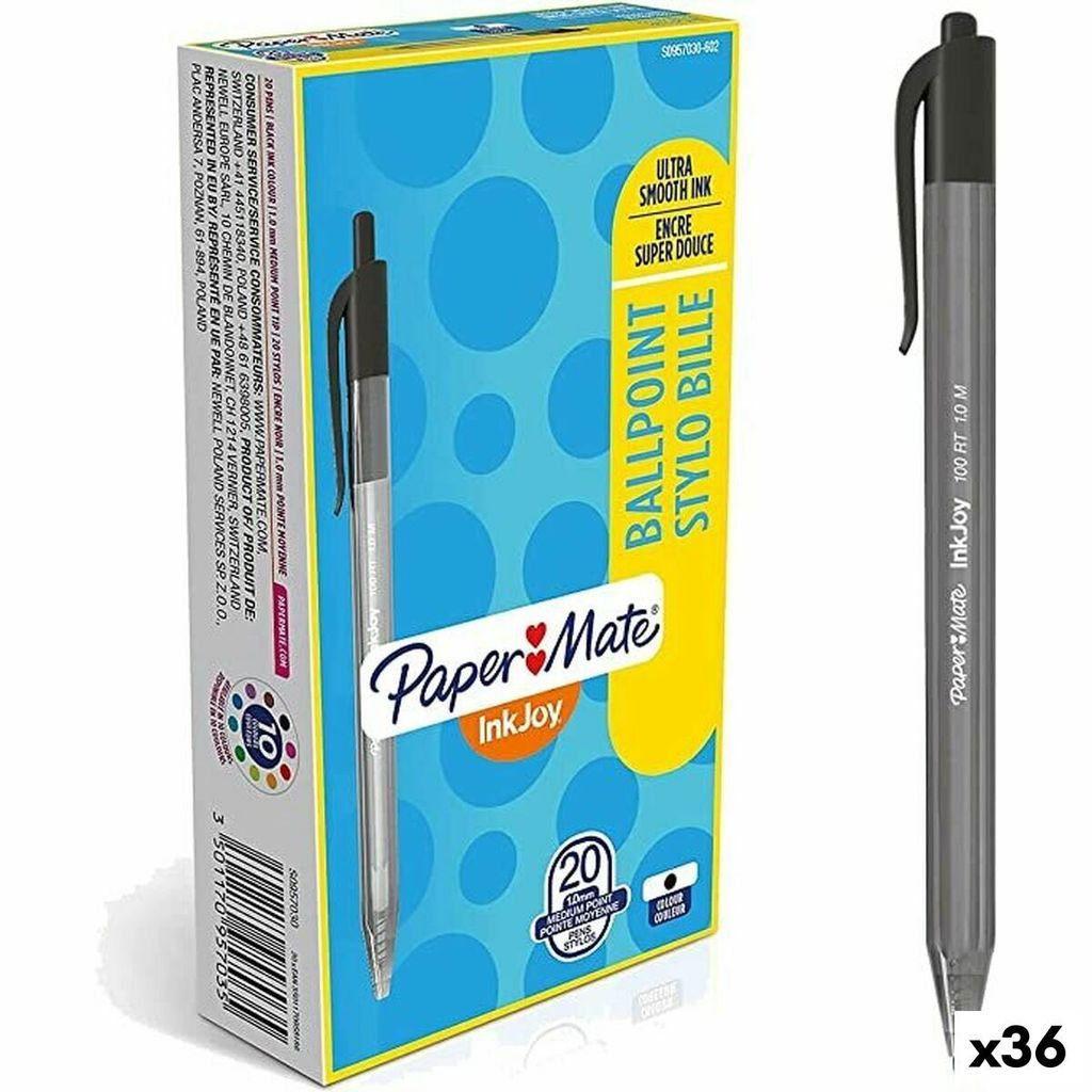 Paper Mate Inkjoy Kugelschreiber 20 St. Schwarz 1 mm (36 Stück)