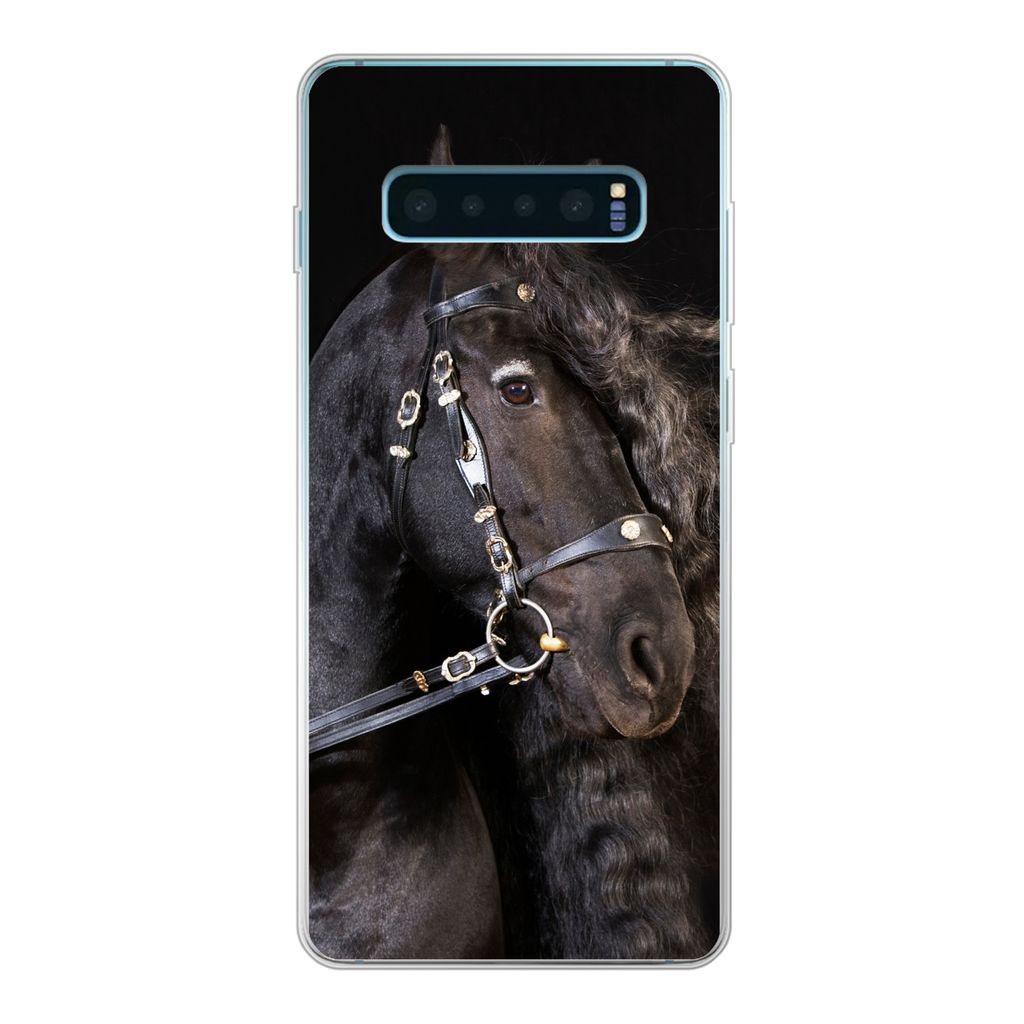 MuchoWow Handyhülle Schutzhülle Hülle für Samsung Galaxy S10 Lite Pferd - Halfter - Mähne Silikon Softcase Handy Hülle - Schutz
