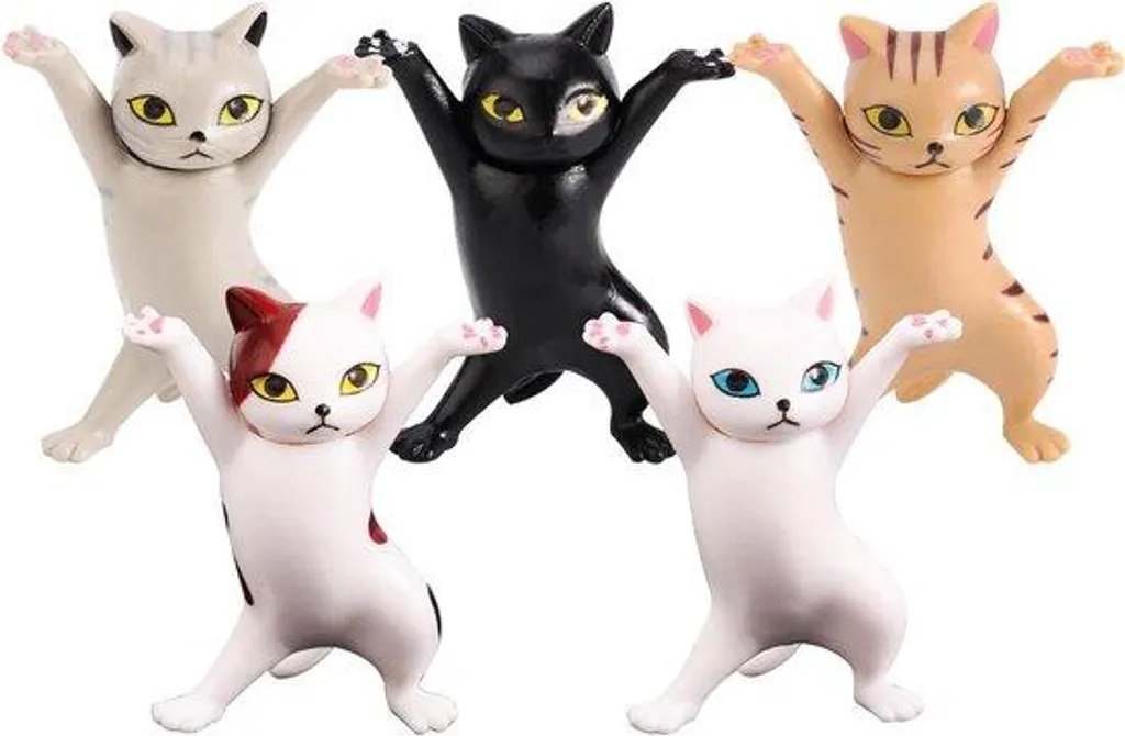 Figurines chats dansants porte-stylos en PVC résistant pour le bureau
