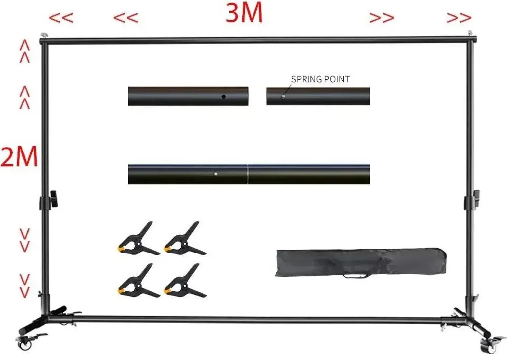 Support d'arrière-plan 2x3m construction robuste et mobile à roues