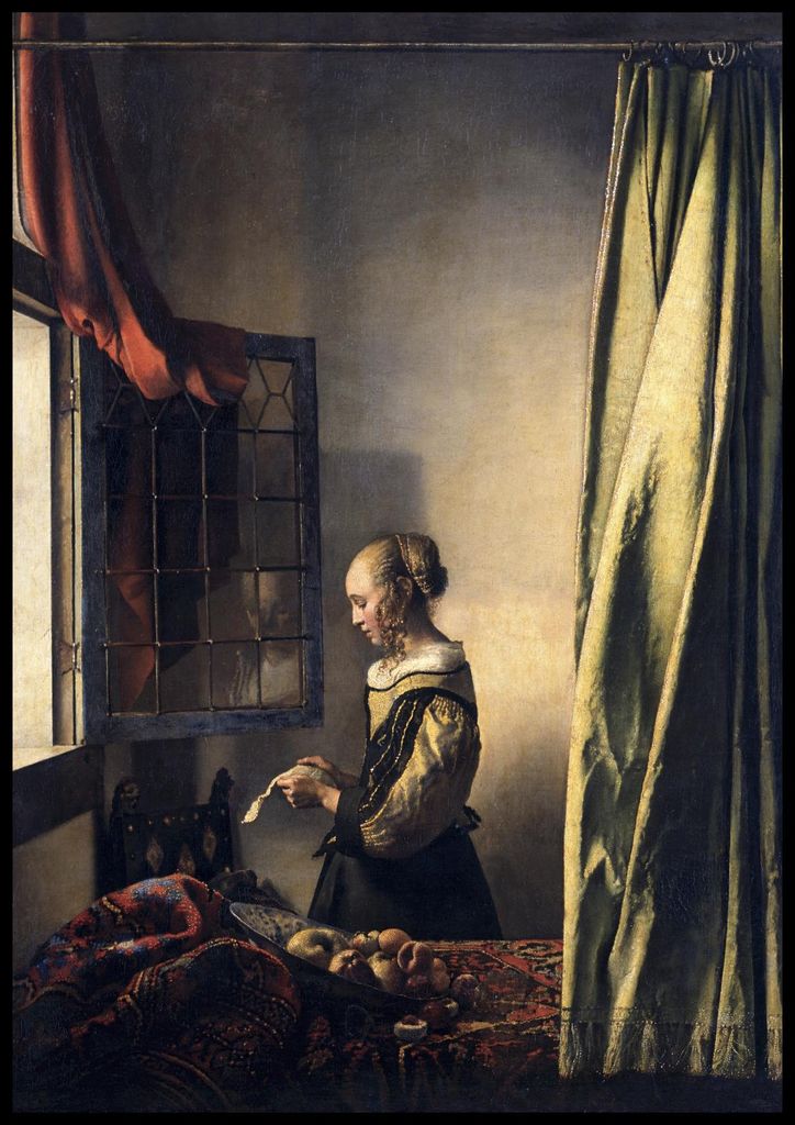 Plakat 70x100cm Mädchen liest einen Brief, Vermeer Vintage für das Wohnzimmer