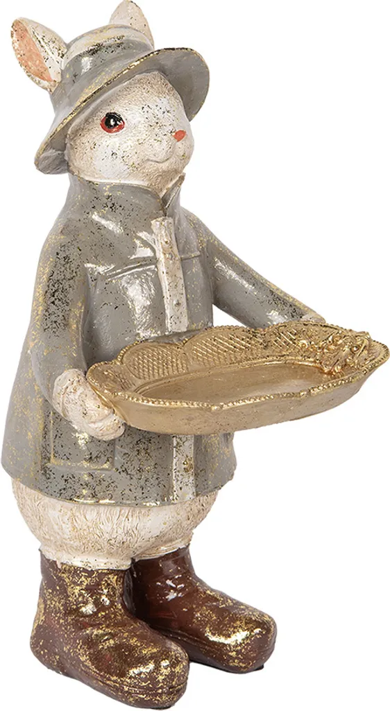 Clayre & Eef Figurine Lapin de Pâques 29 cm Beige en Plastique Déco