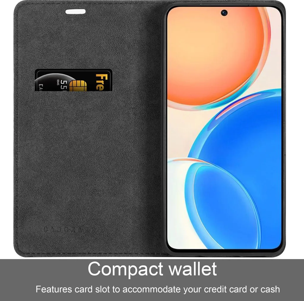 Cadorabo cover per Honor X8 4G in NERO NOTTE custodia protettiva con chiusura magnetica, funzione stand e slot per carte di credito custodia flip cover custodia per telefono cellulare flap cover book case - 2