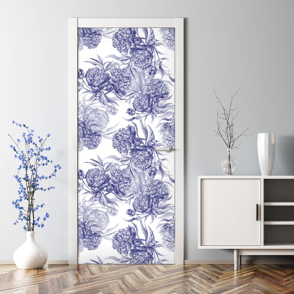 Dekorative Türposter Aufkleber Türsticker selbstklebend Klebefolie Pfingstrosen lila 85 x 200 cm