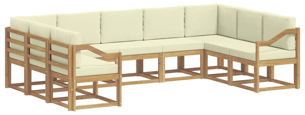 vidaXL Outdoor-Sofagarnitur mit Kissen 9 pcs Weiß und Creme