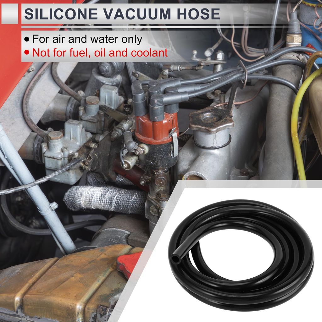 1 Stück Universal-Silikon-Vakuumschlauch Hochtemperatur 10FT 1/2" 12mm ID 3mm Dicke Automobil-Vakuumschlauch 130PSI Maximaldruck Schwarzes Silikon