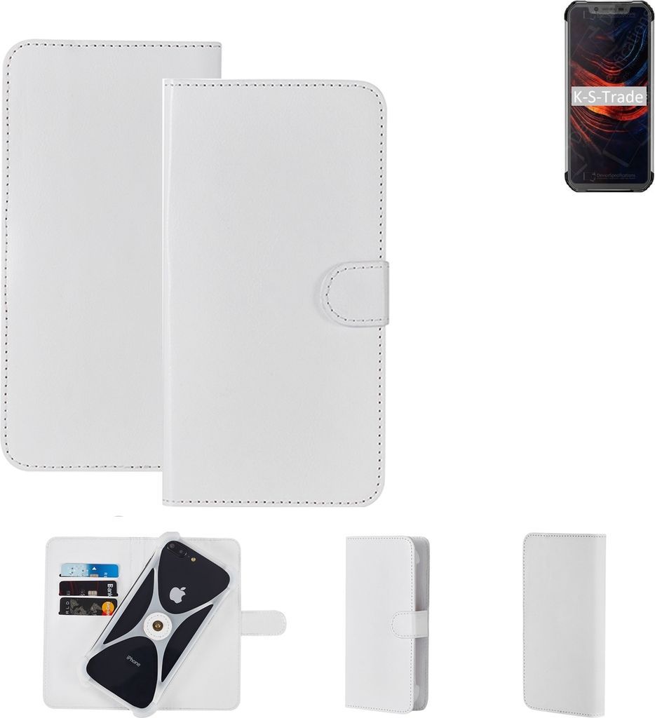 K-S-Trade Handy Hülle Schutz Hülle kompatibel mit Blackview BV9600 Pro (2019) Cover Case Bookstyle Bumper weiß 1x