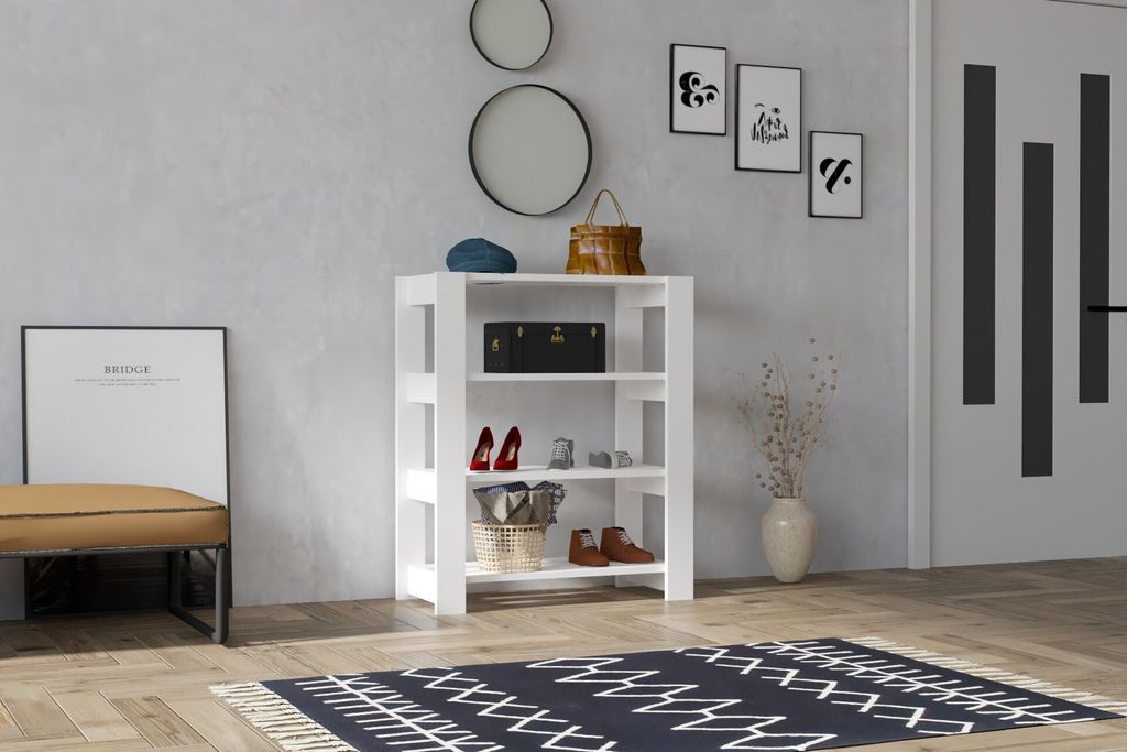 Skye Decor, Duplo - White, Schuhschrank, Weiß, 100 % MELAMINBESCHICHTETE SPANPLATTEN, 69,8 x 33,6 x 90 cm