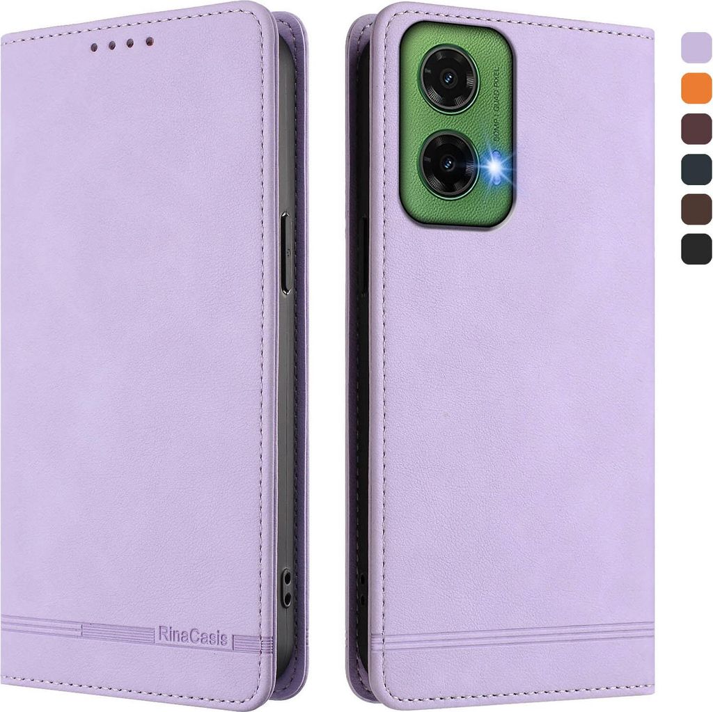 Hülle für Motorola Moto G35 5G, Retro Kunstleder Ständer Klapphülle mit Kartenfächer und Magnetische Violett