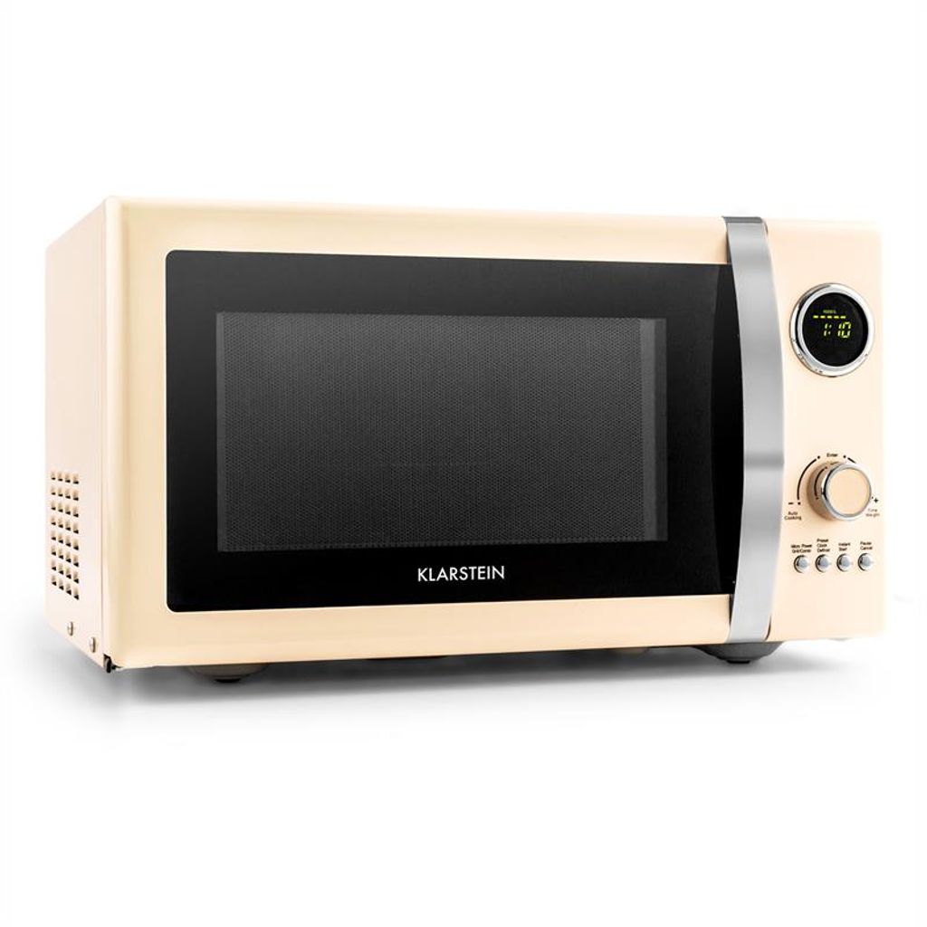 Klarstein Retro Mikrowelle 700 W Grill 1000W Microwave 20l Timer Edelstahl creme 