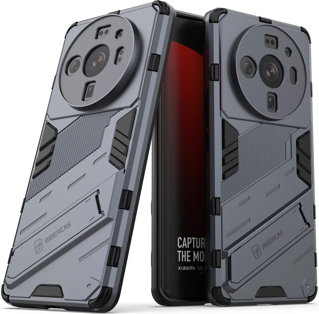 Cover Grigia Xiaomi 12S Ultra: Protezione Pratica con Stand Hybrid
