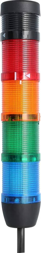 Colonna segnaletica STEX24 blu-verde-giallo-rosso, 50 mm, 24 V CA/CC, luce lampeggiante a LED con cicalino, cavo da 0,6 metri, SS50-B4/24 119
