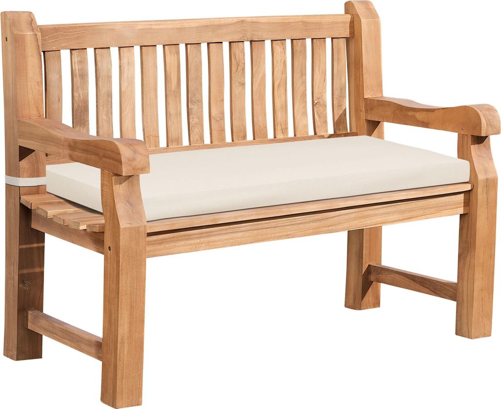 CLP Gartenbank Teakholz Jackson mit Sitzkissen Farbe creme Größe 106x48x8 cm