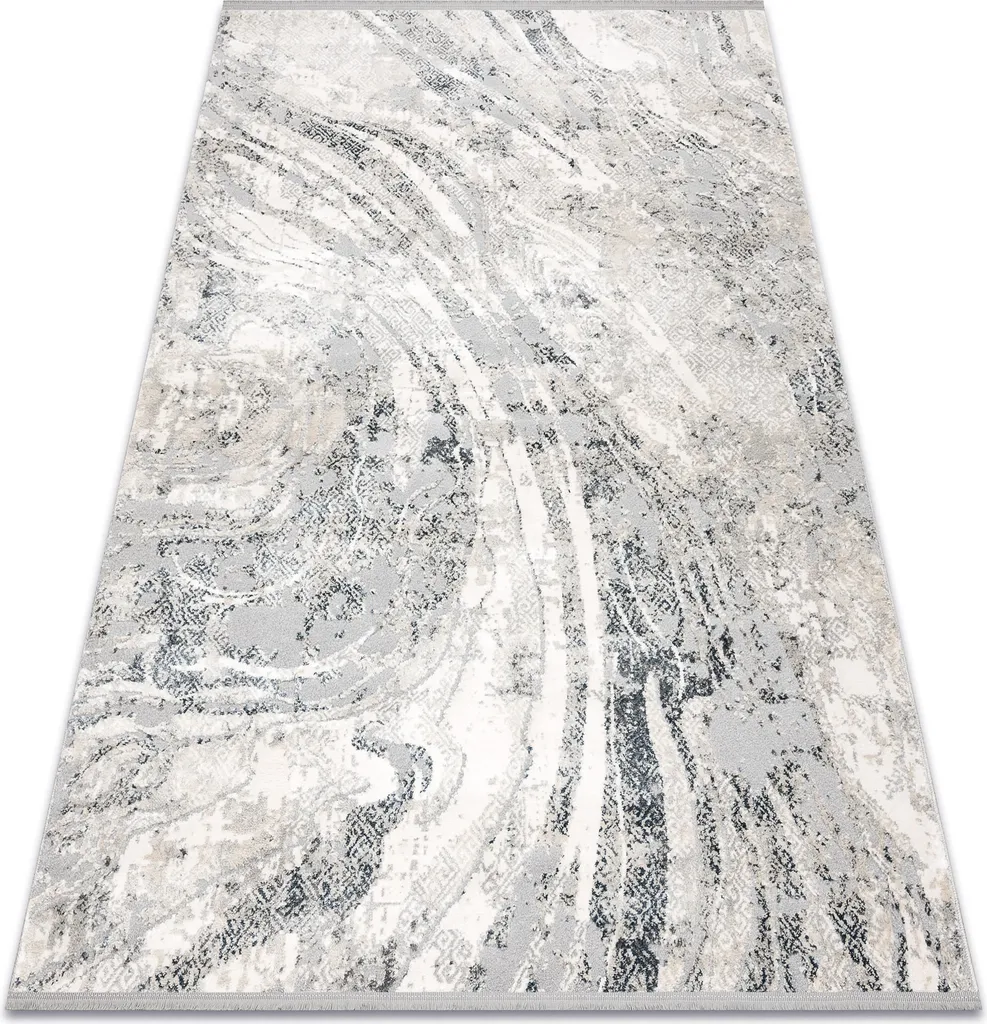 Grand Tapis TULS 240x330cm moderne ivoire, structuré pompons, ref 51328