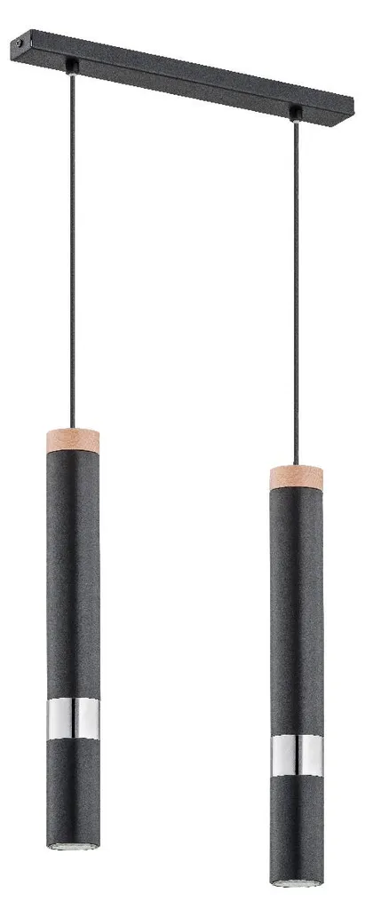 Suspension tubulaire PARNA noire Alfa 2xG9 en métal de 90x40x5,5 cm