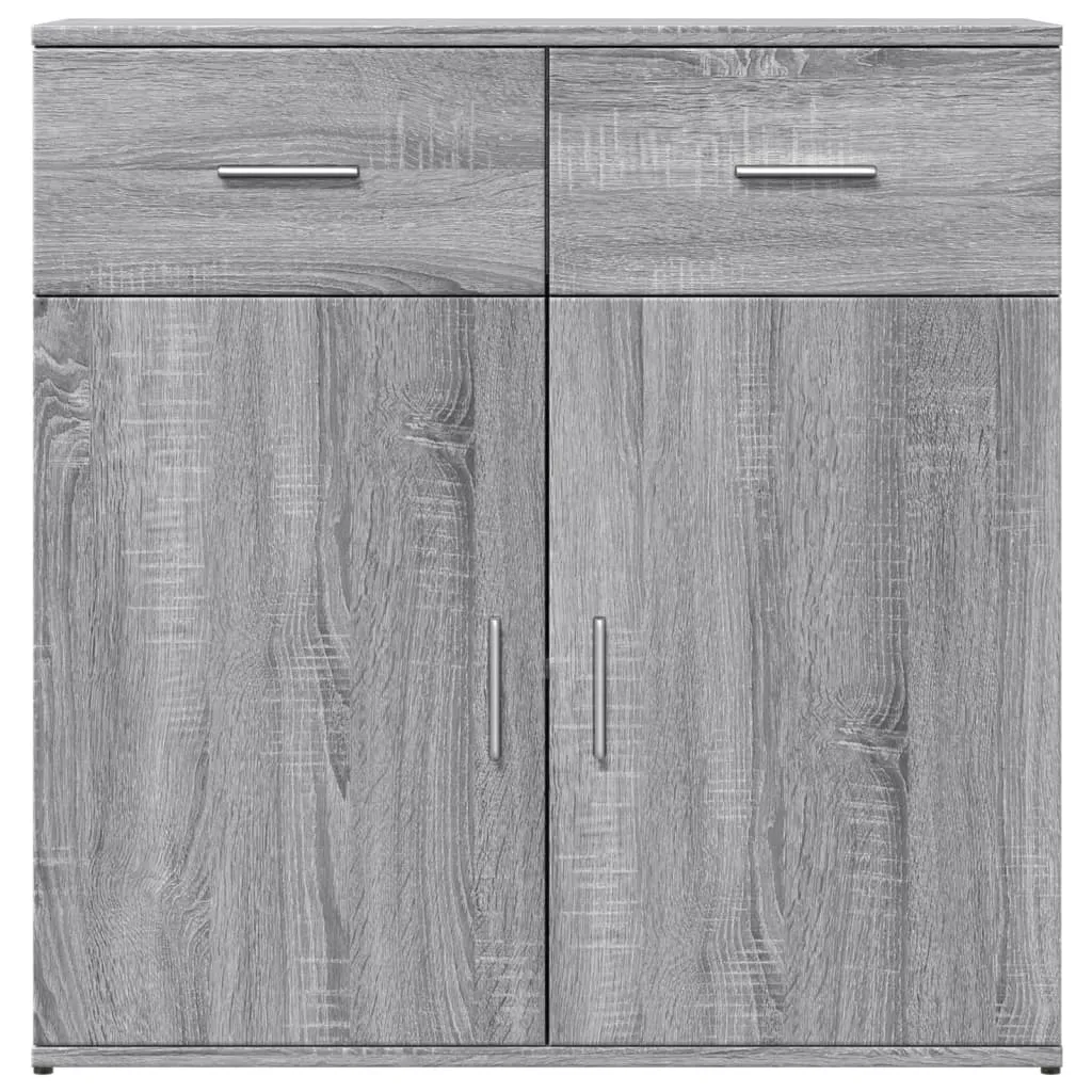 Credenza Bassa Maison Exclusive 80cm Grigio Sonoma Legno Multistrato - 5
