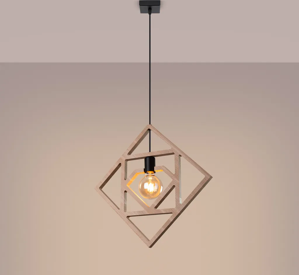 Luminaire bois CARO 145cm format horizontal 15W E27 finition naturelle