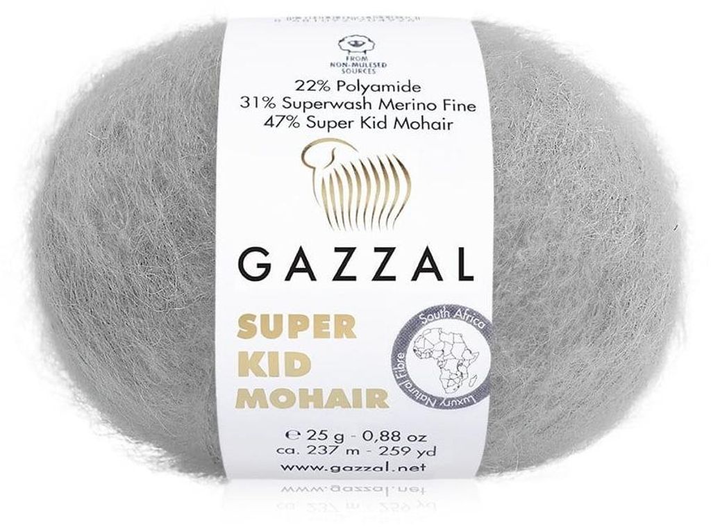 Wolle Gazzal Super Kid Mohair 64434 j. grau - Stricken & Produktbild 