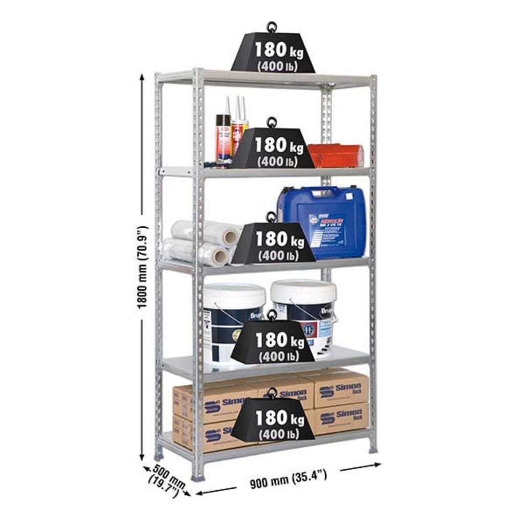 Simonrack Schwerlastregal SIMONCLICK 8435104911853 silber 90,0 x 50,0 x 180,0 cm