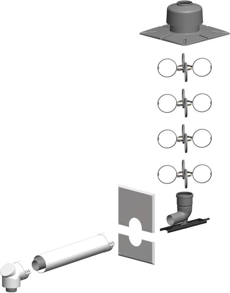 Adaptateur de conduit Atec DN 60/100 vers DN 80 pour tubage de cheminée
