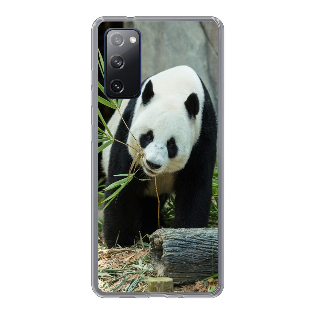 MuchoWow Handyhülle Schutzhülle Hülle für Samsung Galaxy S20 FE Panda - Baumstamm - Höhle Silikon Softcase Handy Hülle - Abdeckung