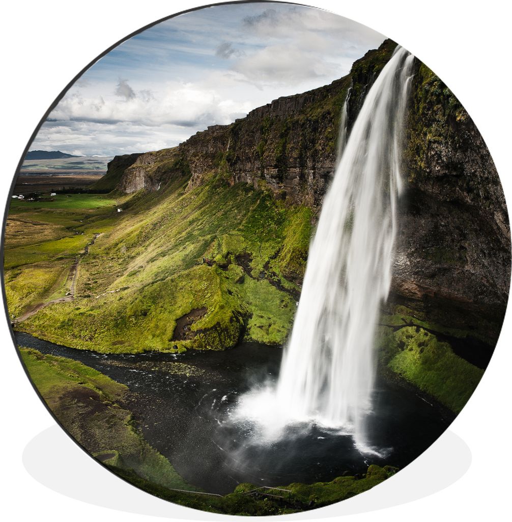 MuchoWow Aluminium Wandkreis Wasserfall - Berg - Dschungel Ø 90 cm Wanddeko Modern Wohnzimmer - Mauerkreis - Wandbilder - Runde Bild - Bild aus ...