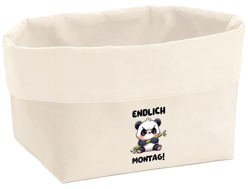 Huuraa Organizer Endlich Montag grimmiger Panda 8 Liter Large Canvas Baumwolle Utensilo Geschenkidee