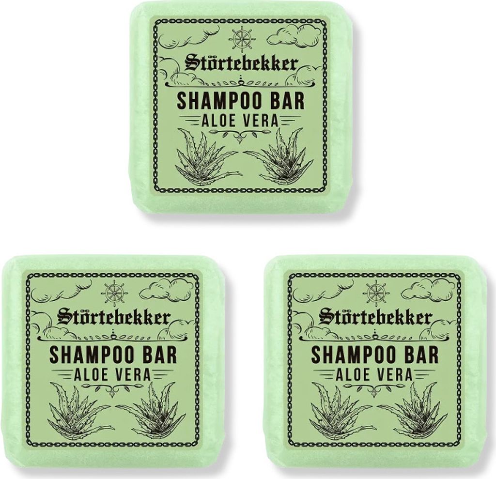 Störtebekker Festes Shampoo Aloe Vera 3er Set - Handgefertigtes, veganes Shampoo für Herren & Damen - Wohlduftende Duschpflege für Haut und Haar