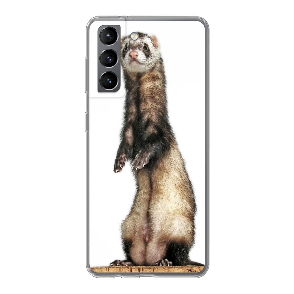 MuchoWow Handyhülle Schutzhülle Hülle für Samsung Galaxy S21 Frettchen - Tiere - Fell Silikon Softcase Handy Hülle - Softcase