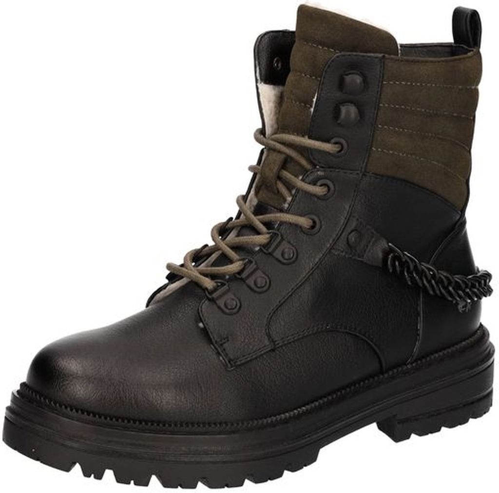 Mustang Damen Stiefelette Schnürung Zierkette Warmfutter 1398-603, Größe:40 EU, Farbe:Schwarz