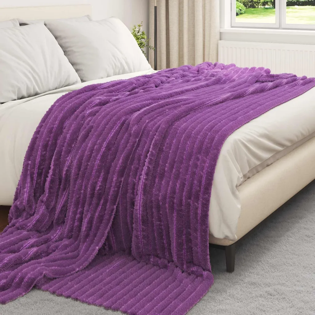 vidaXL Coperta viola 240 x 220 cm in pile - 3