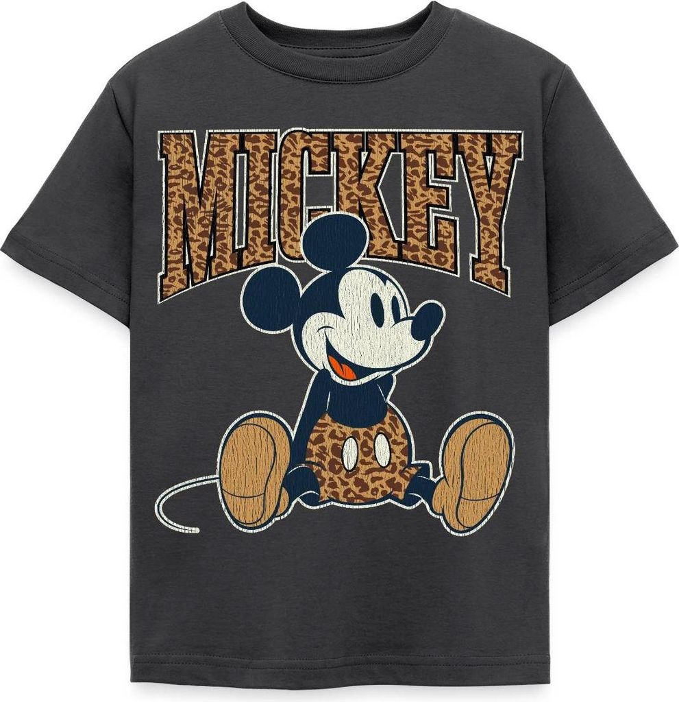 Mickey & Minnie Mickey Mouse Im Leo Look Kinder T-Shirt, 122/128 (7-8 Jahre), Dunkelgrau