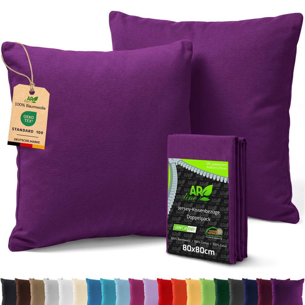 AR Line 2er Pack Jersey Kissenbezüge 80x80 Baumwolle – Produktbild 