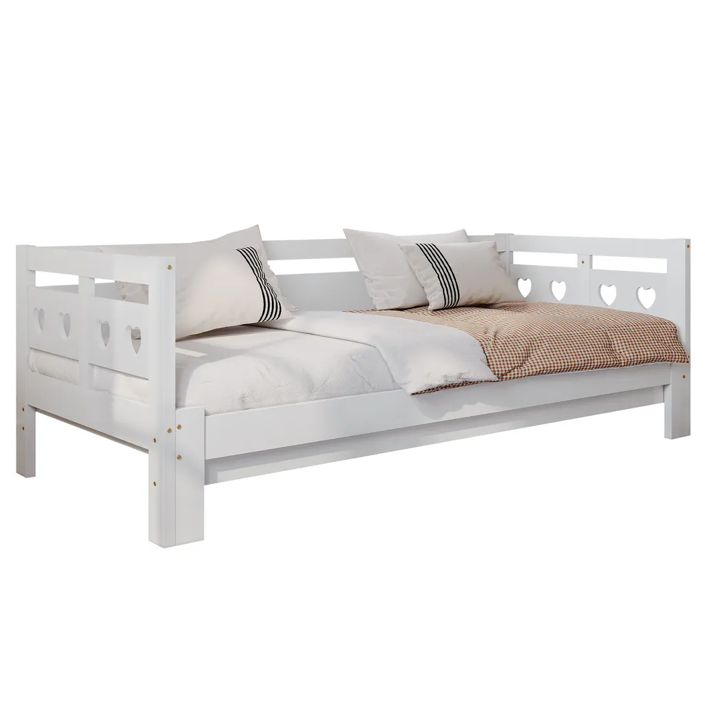 Lit d'appoint extensible blanc 90x190 cm idéal pour chambre d'amis - 19