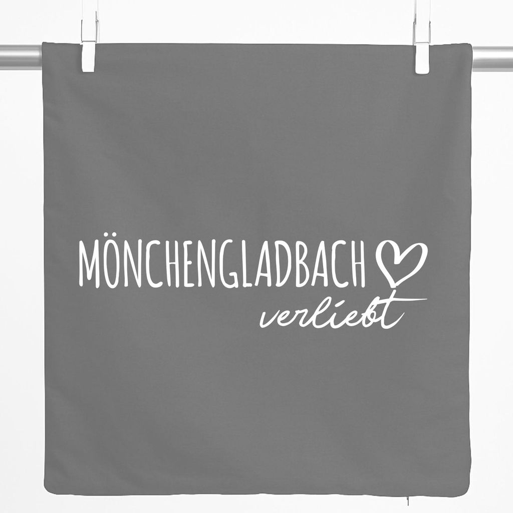 Huuraa Kissenbezug Mönchengladbach verliebt 40x40cm Steel Grey Baumwolle Dekokissenbezug Geschenkidee