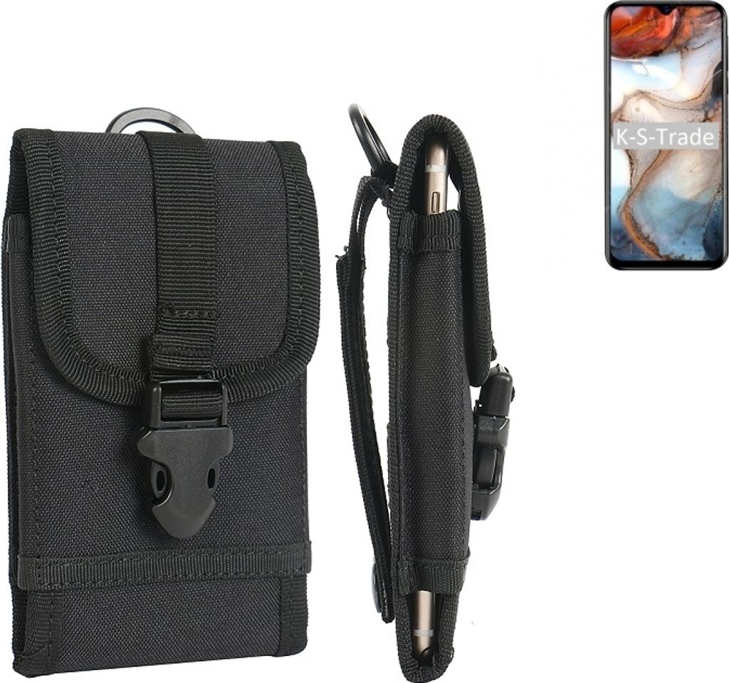 K-S-Trade Holster Handy Hülle kompatibel mit Blackview A60 Plus Holster Handytasche Gürtel Tasche Schutz Hülle Robust Outdoor schwarz