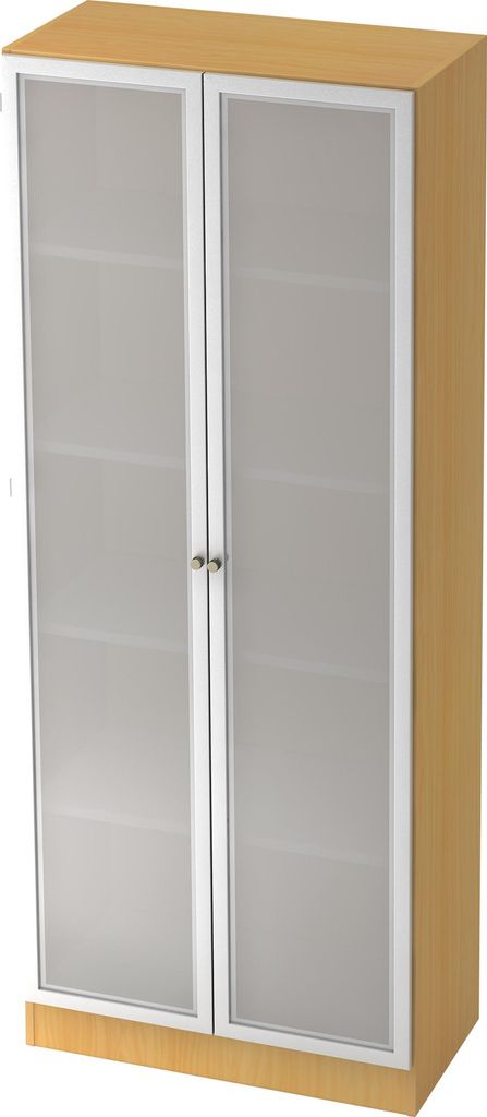 Hammerbacher Glastürenschrank Solid V6100G/W/S/SG 80x42x200,4cm buche