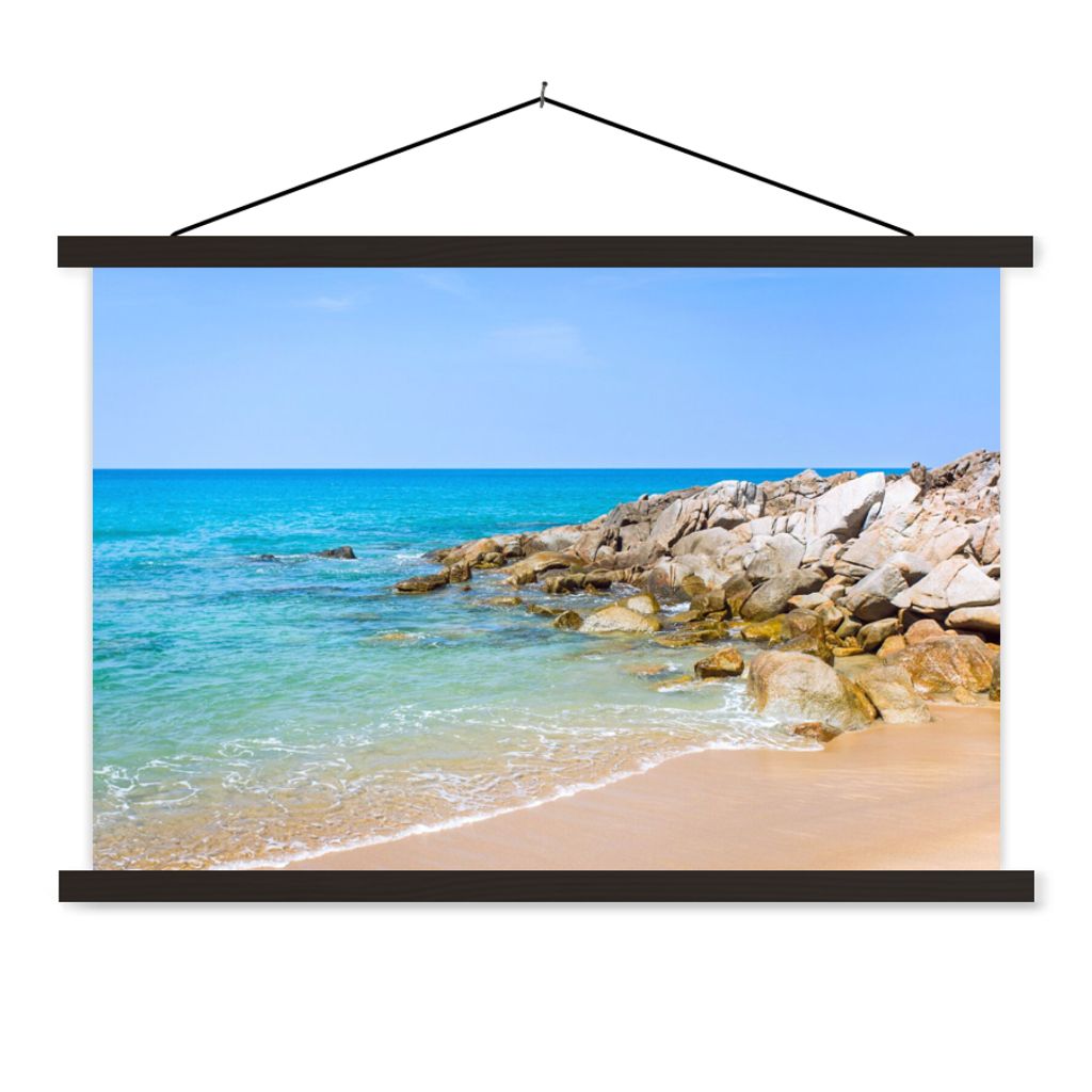 MuchoWow Textilposter Strand - Meer - Tropisch - Sommer 90x60 cm mit schwarzem Rahmen - Aufhängungssatz