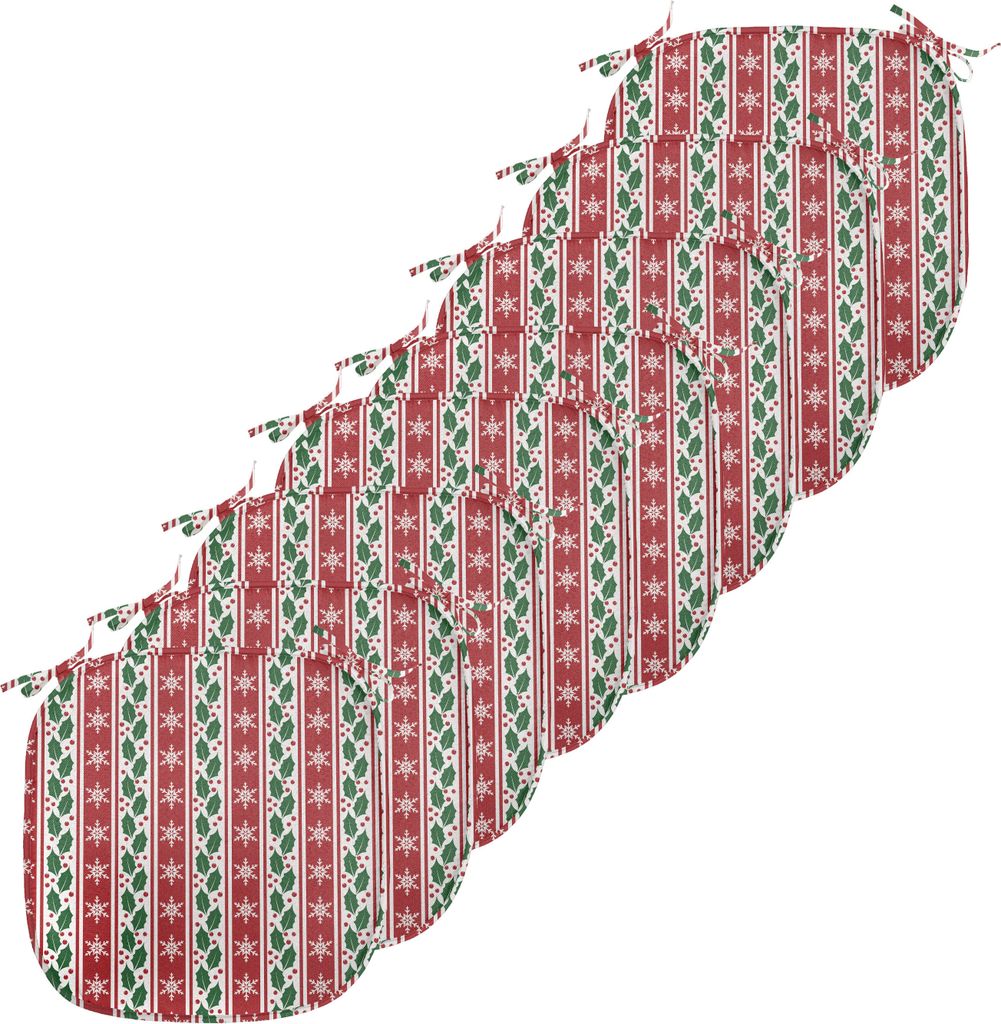 ABAKUHAUS Schneeflocke Polster für Esszimmerstühle, Holly Beeren Banner, Dekoratives wasserfestes Kissen mit Riemen für Küchensitze, 40 cm x 40...