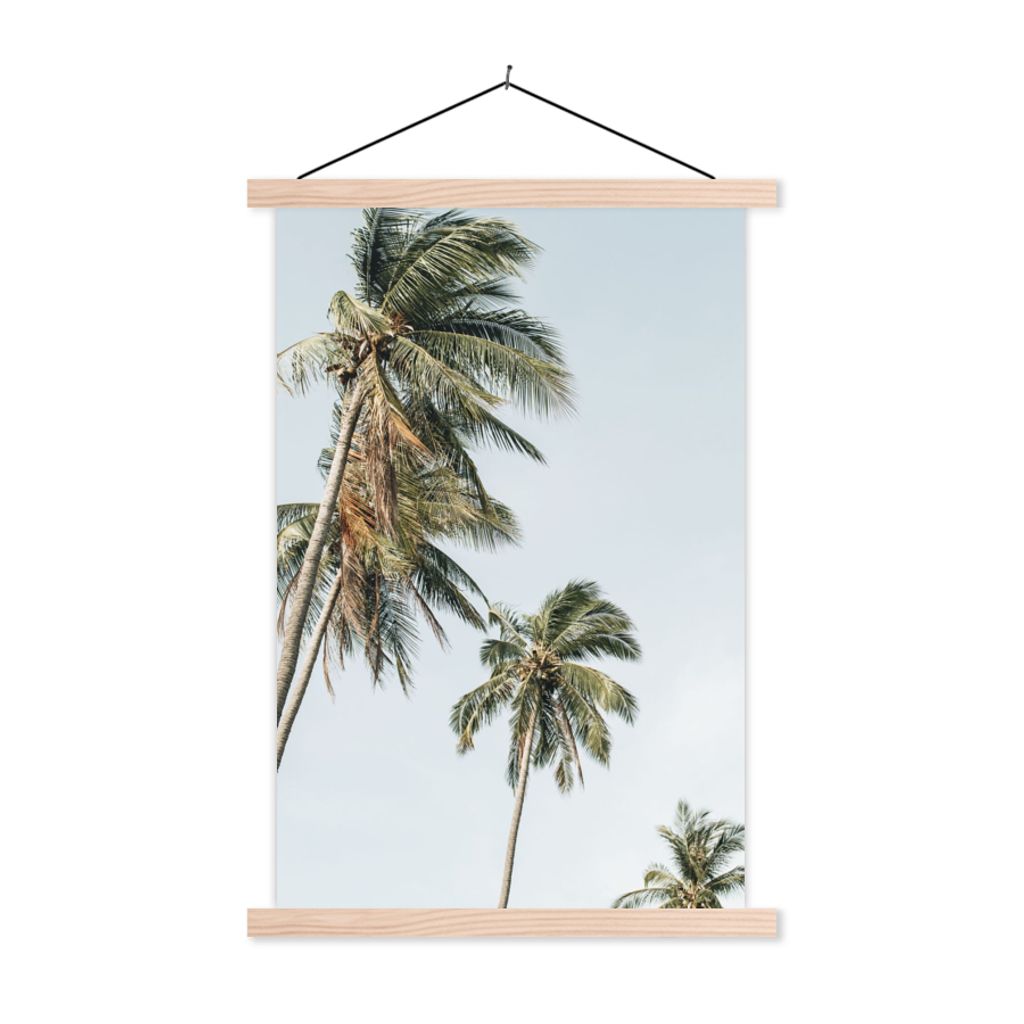 MuchoWow Textilposter Palmen - Sommer - Tropisch 120x180 cm mit holzfarbenen Rahmen - Textil-Plakat