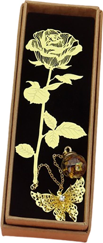 INF Elegantes Lesezeichen aus Metall mit Rosenmotiv für Bücherliebhaber Modell 6