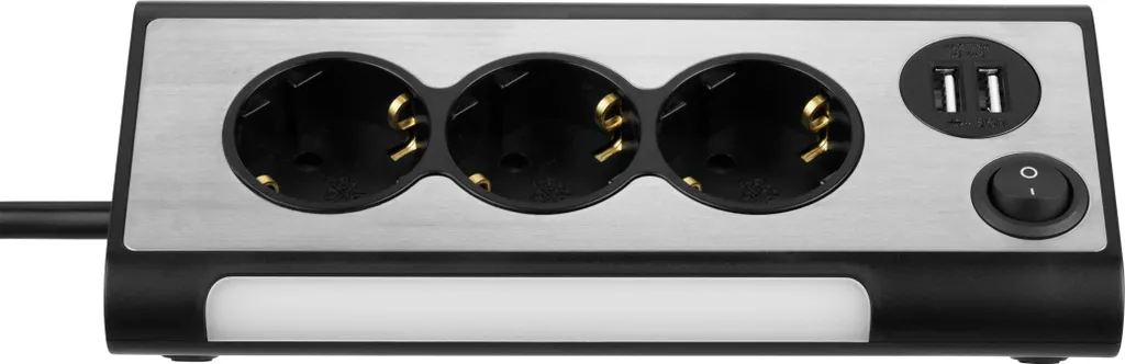 Multiprise REV LIGHT SOCKET avec 3 Prises et 2 Ports USB Intégrés